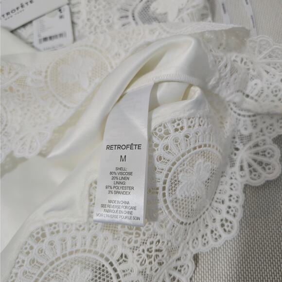 Retrofête Ivory Karlie Open Lace Paneling and scalloped Hem Mini Dress Sz Medium - Picture 9 of 10